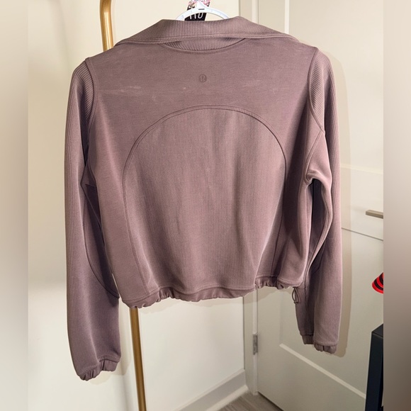 77. Lululemon Brushed Softstreme Ribbed Half Zip in Espresso - Picture 5 of 6